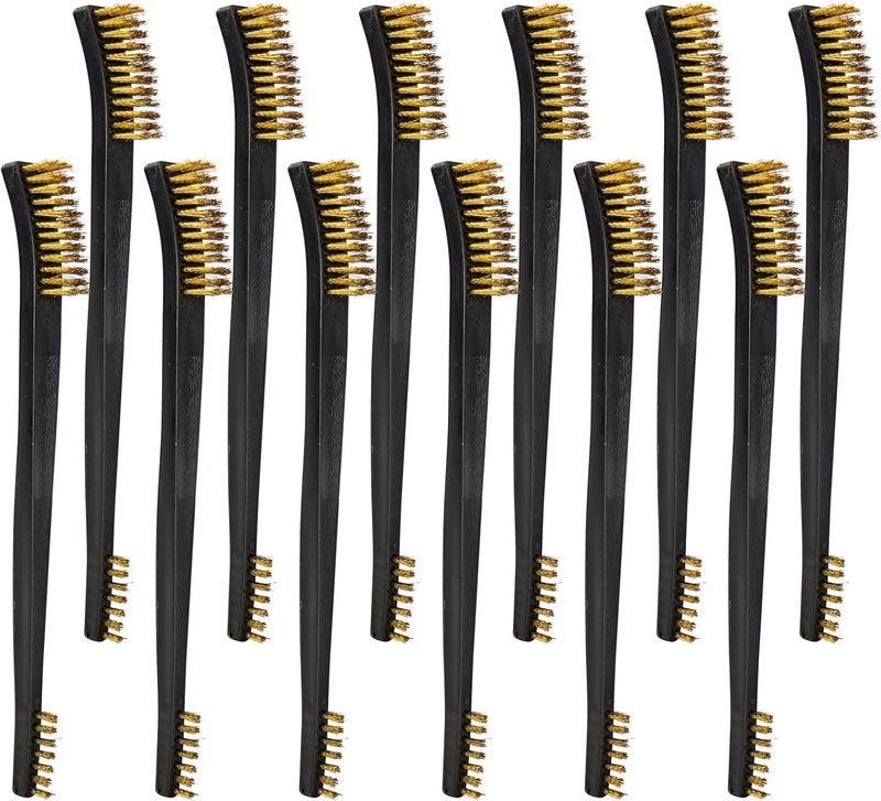 PINGMIC 12 Pack Double-Ended Gun Cleaning Brushes Set, Brass Brush Gun Cleaning -Nylon Handle - All Purpose Cleaning Supplies Kit - Image 1